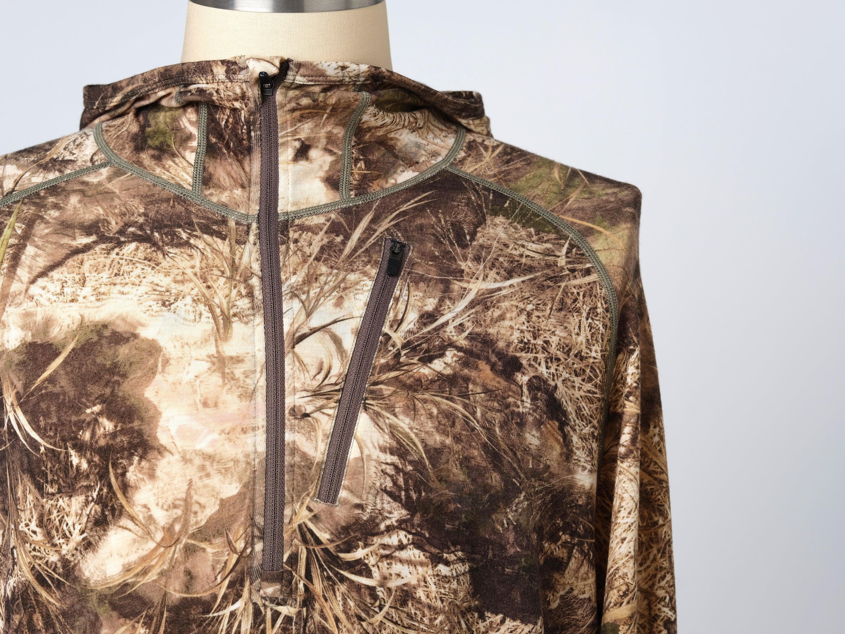 Men's Hunting Camouflage Printing Quarter Zip Hooded Top