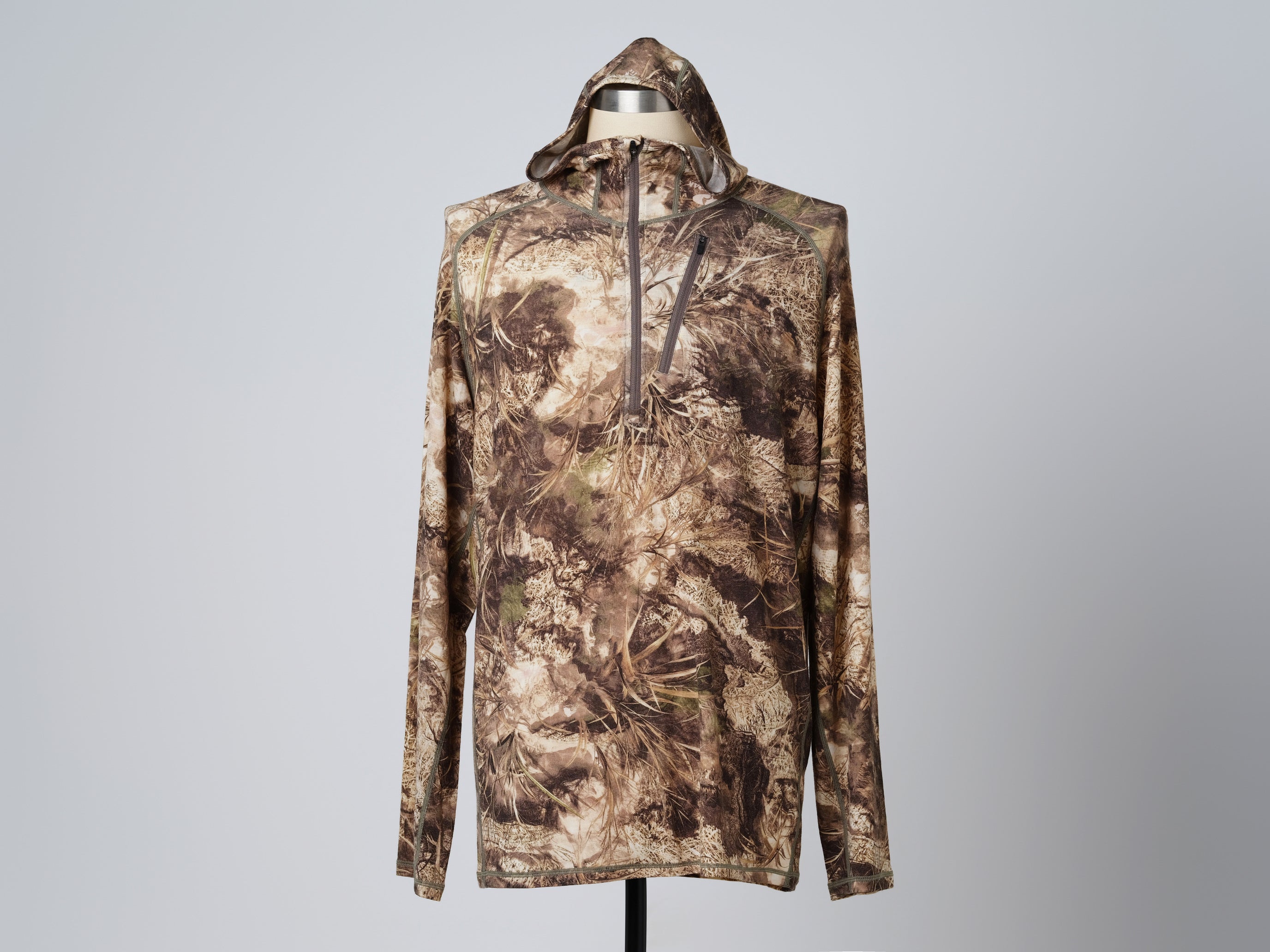 Men's Hunting Camouflage Printing Quarter Zip Hooded Top